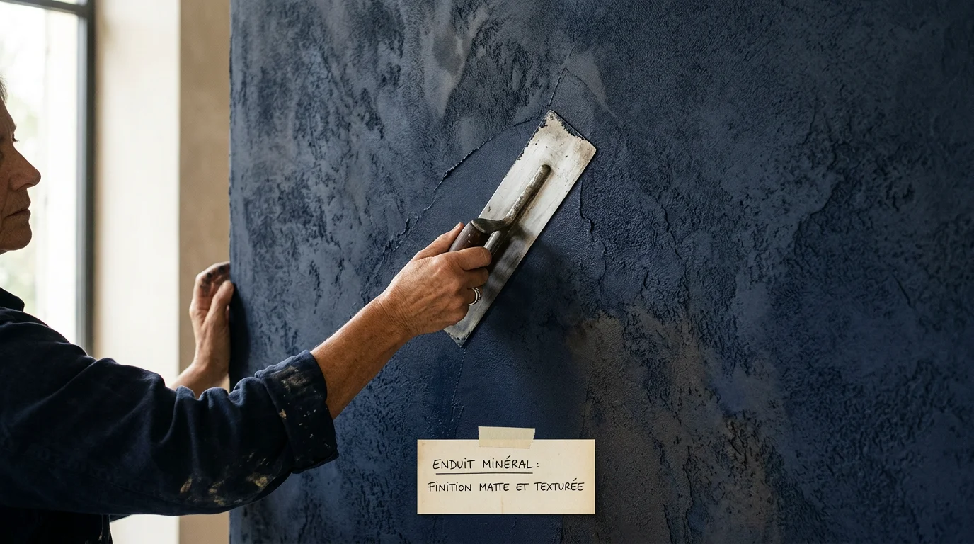 Mur à effet minéral finition mate travaillé par un peintre professionnel
