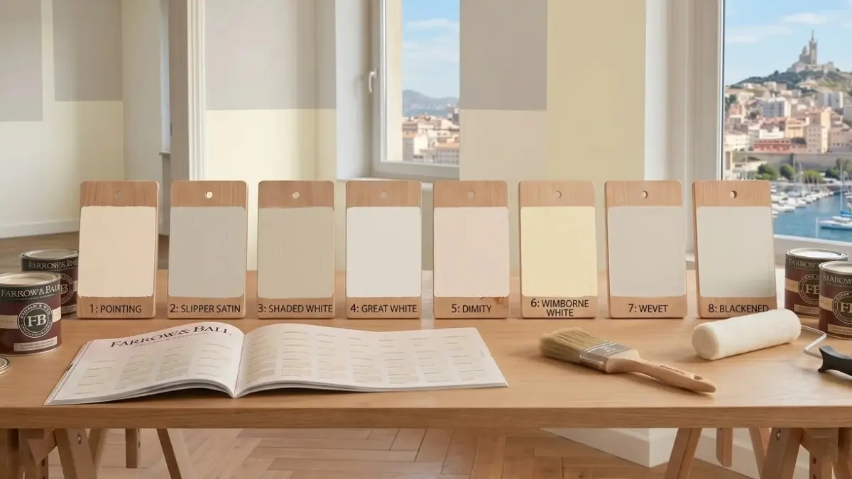 Échantillons de peinture blanche sur table